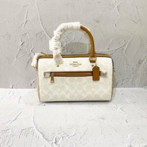 Coach Rowan Satchel In Blocked Signature Canvas Glacier White Multi