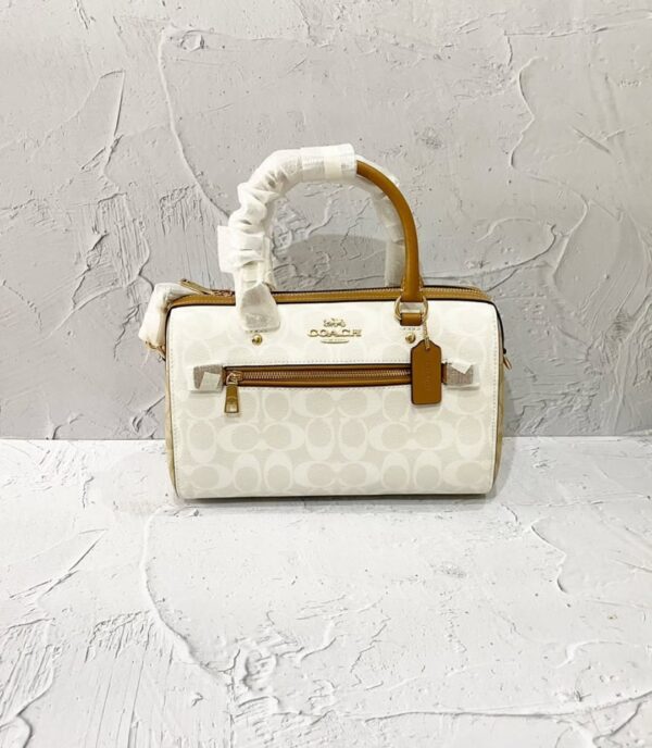 Coach Rowan Satchel In Blocked Signature Canvas Glacier White Multi